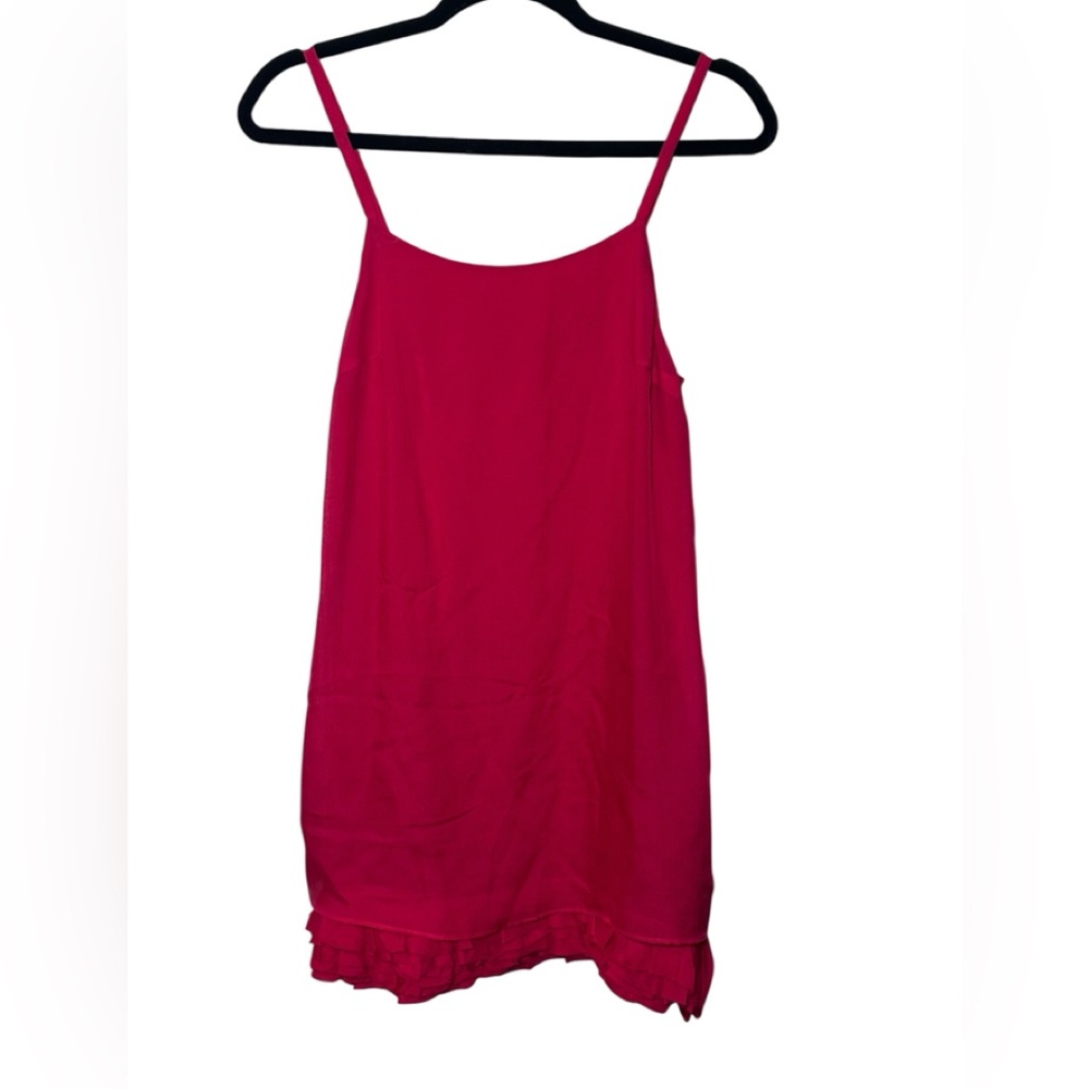 Alice + Olivia Pink 100% Silk Ruffle Hem Mini Slip Dress Size S 83656643